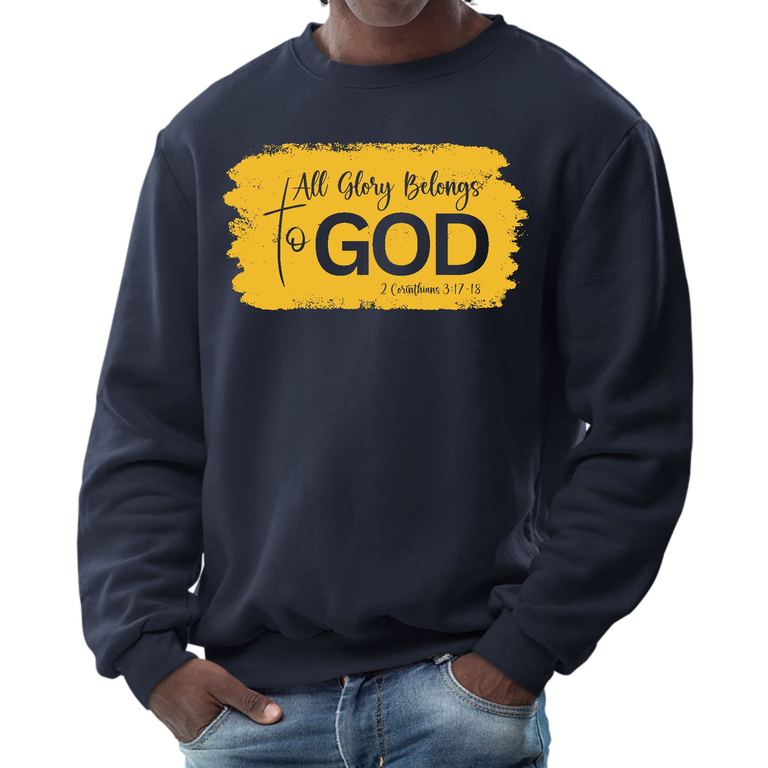 Mens Graphic Sweatshirt All Glory Belongs to God Golden Yellow - Mens