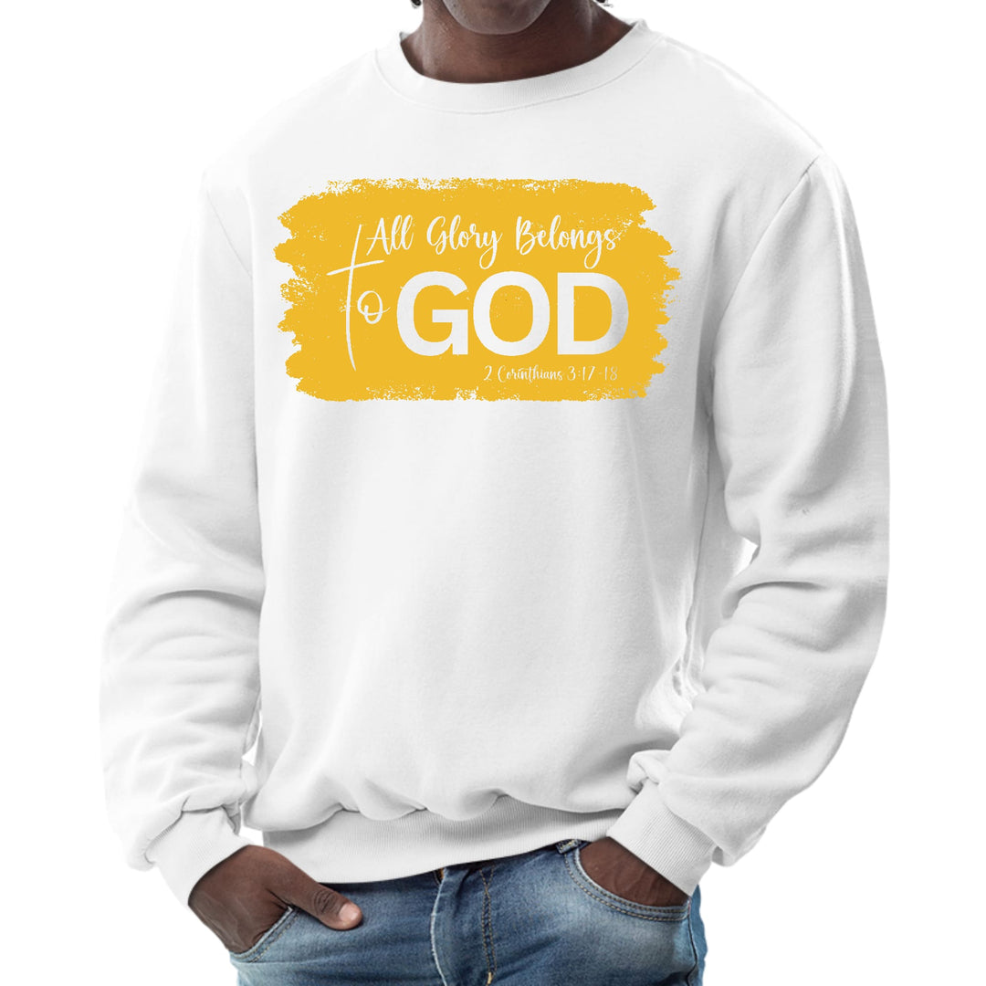 Mens Graphic Sweatshirt All Glory Belongs to God Golden Yellow - Mens