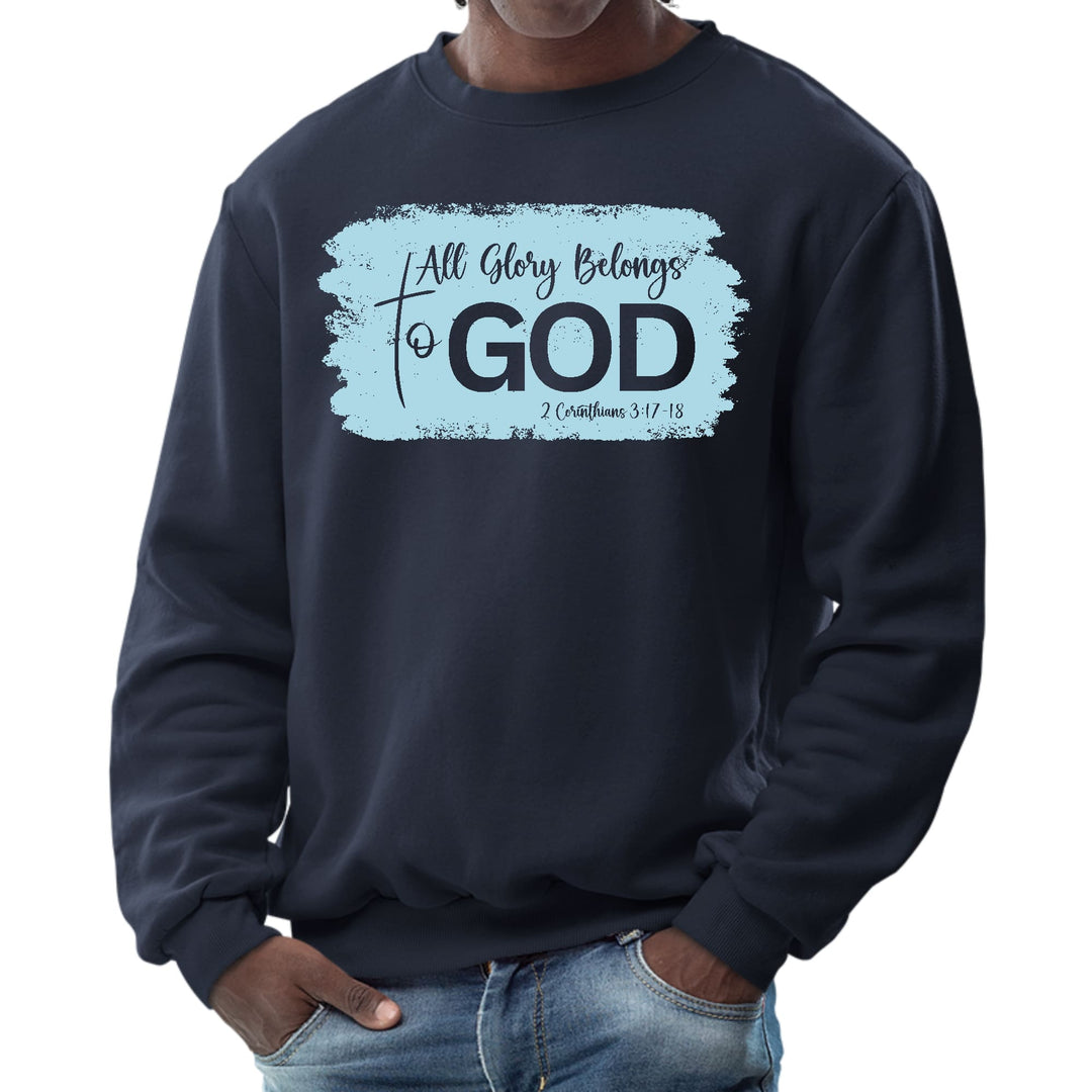 Mens Graphic Sweatshirt All Glory Belongs to God Light Blue - Mens | Sweatshirts