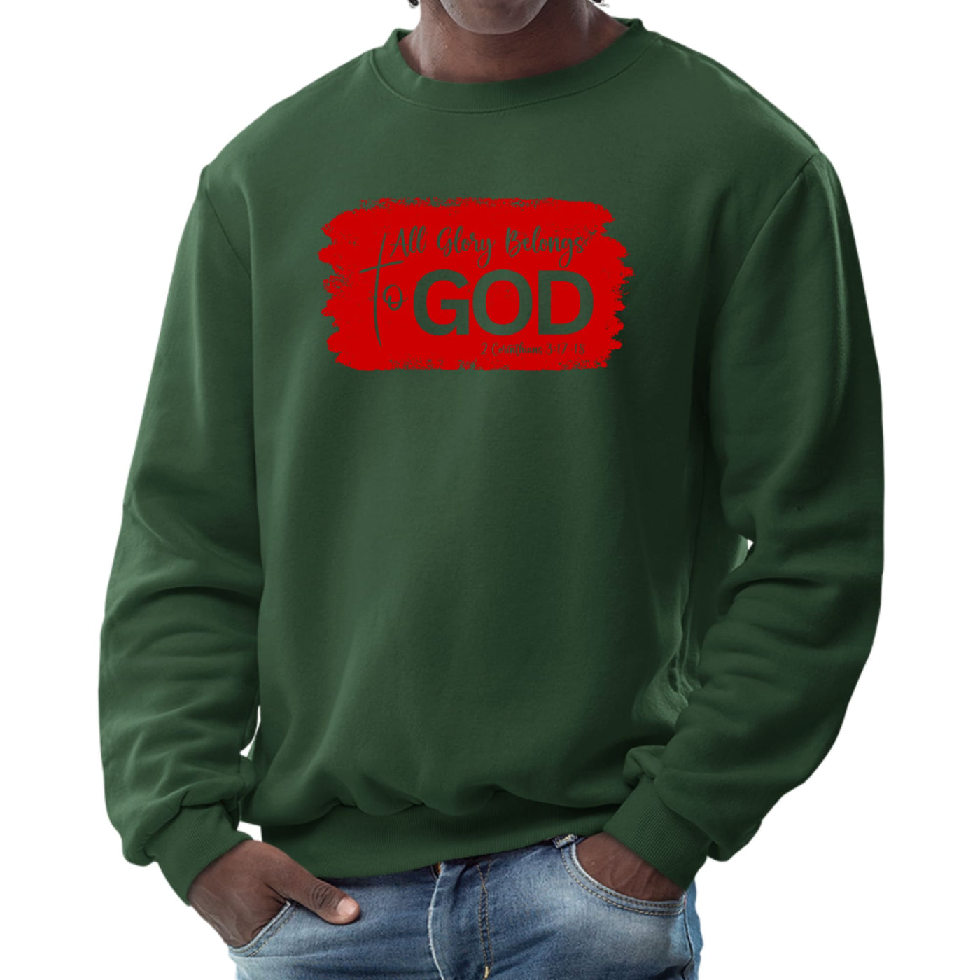 Mens Graphic Sweatshirt All Glory Belongs To God Red - Mens | Sweatshirts