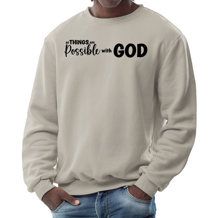 Mens Graphic Sweatshirt All Things are Possible with God - Black - Mens