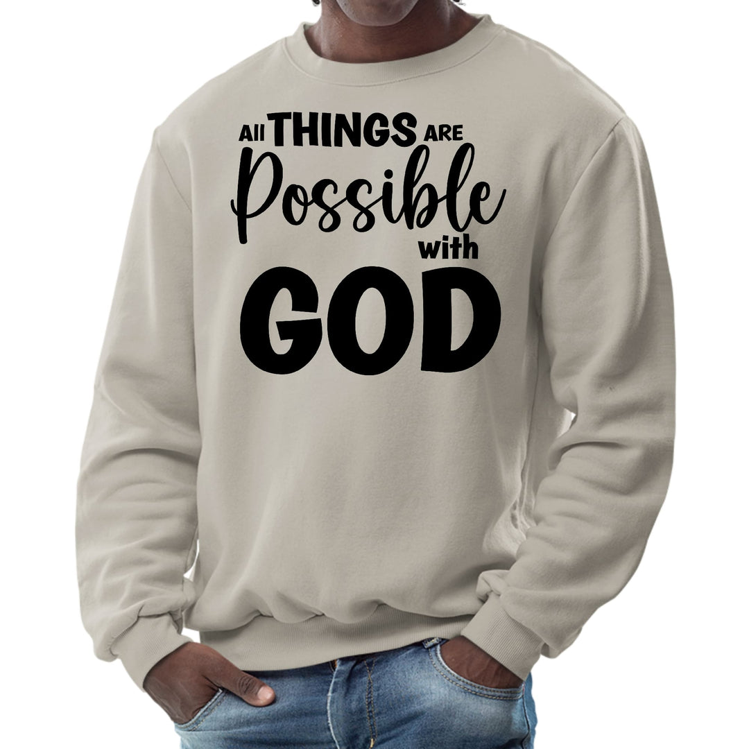 Mens Graphic Sweatshirt All Things are Possible with God - Black - Mens