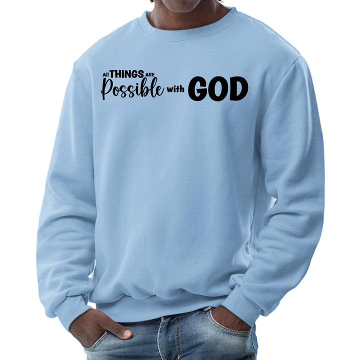 Mens Graphic Sweatshirt All Things are Possible with God - Black - Mens