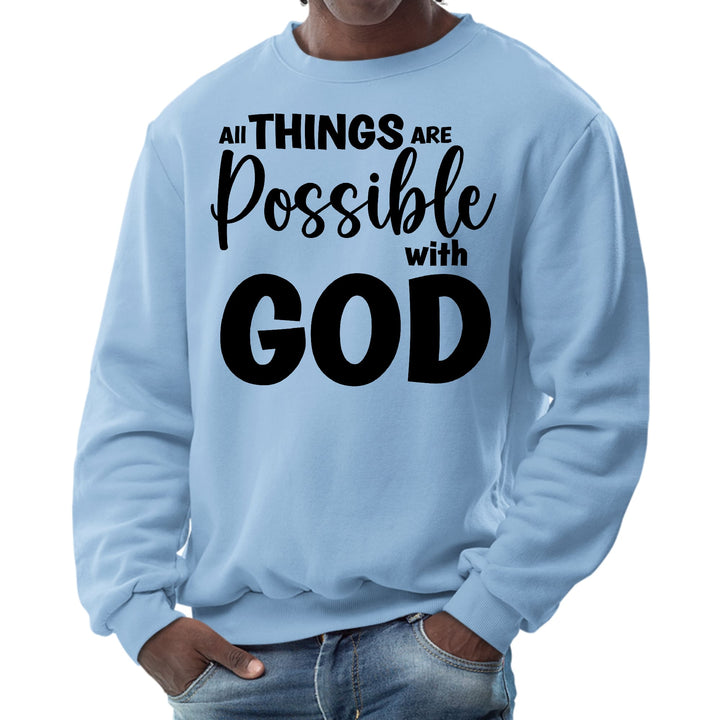 Mens Graphic Sweatshirt All Things are Possible with God - Black - Mens