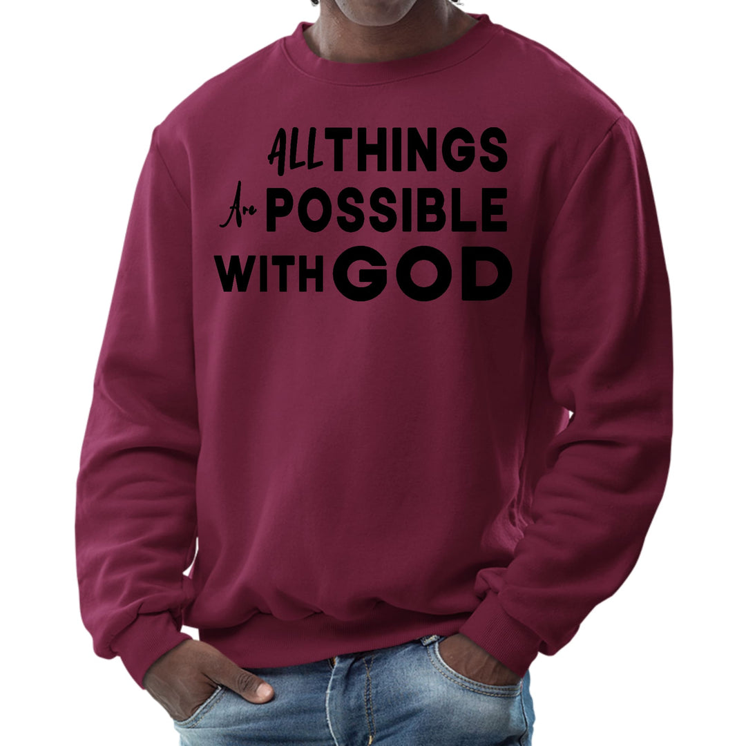 Mens Graphic Sweatshirt All Things are Possible with God Black - Mens