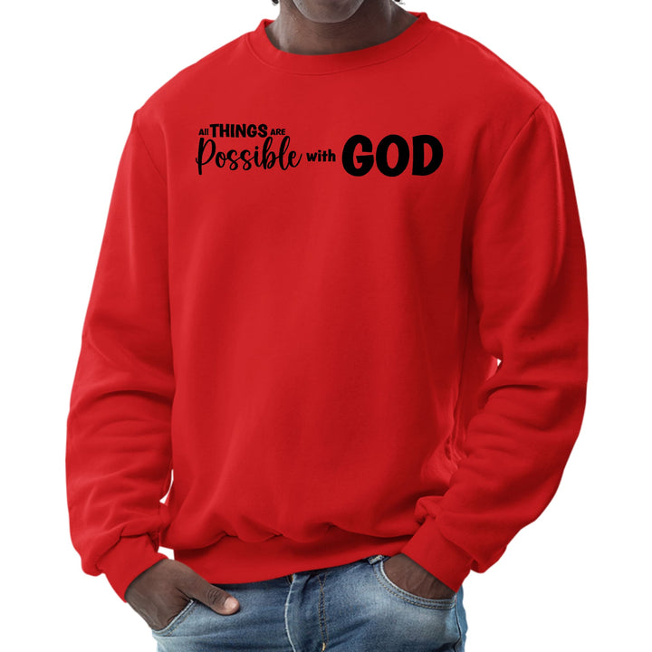 Mens Graphic Sweatshirt All Things are Possible with God - Black - Mens