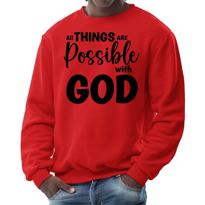 Mens Graphic Sweatshirt All Things are Possible with God - Black - Mens