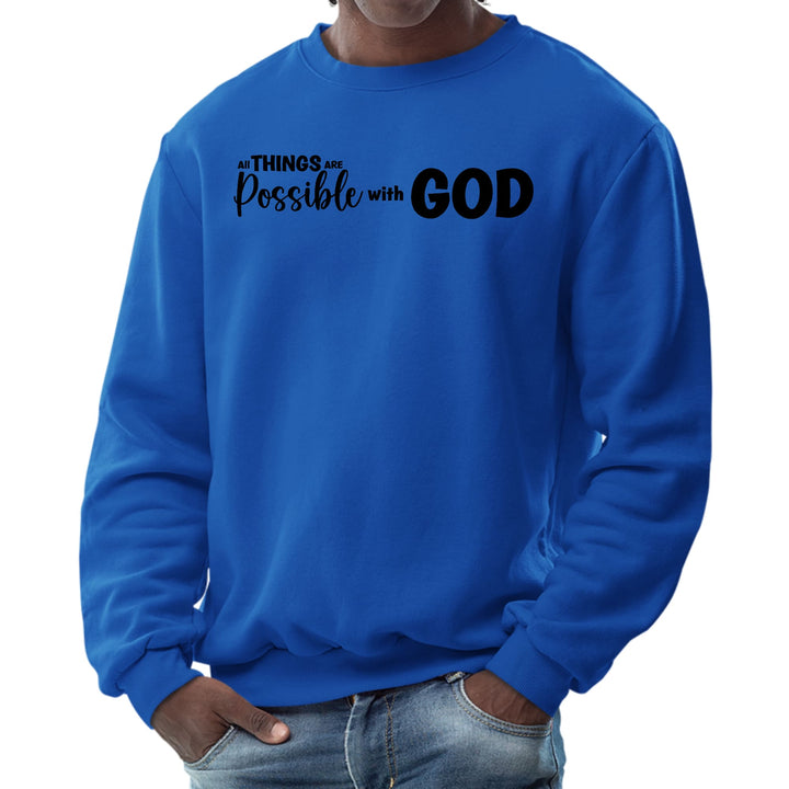 Mens Graphic Sweatshirt All Things are Possible with God - Black - Mens