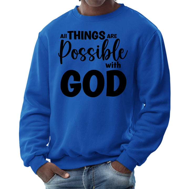 Mens Graphic Sweatshirt All Things are Possible with God - Black - Mens