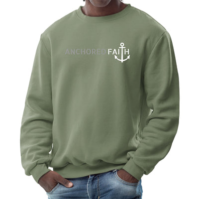 Mens Graphic Sweatshirt Anchored Faith Grey And White Print - Mens | Sweatshirts
