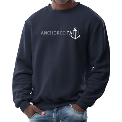 Mens Graphic Sweatshirt Anchored Faith Grey And White Print - Mens | Sweatshirts