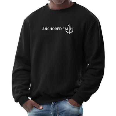 Mens Graphic Sweatshirt Anchored Faith Print - Sweatshirts