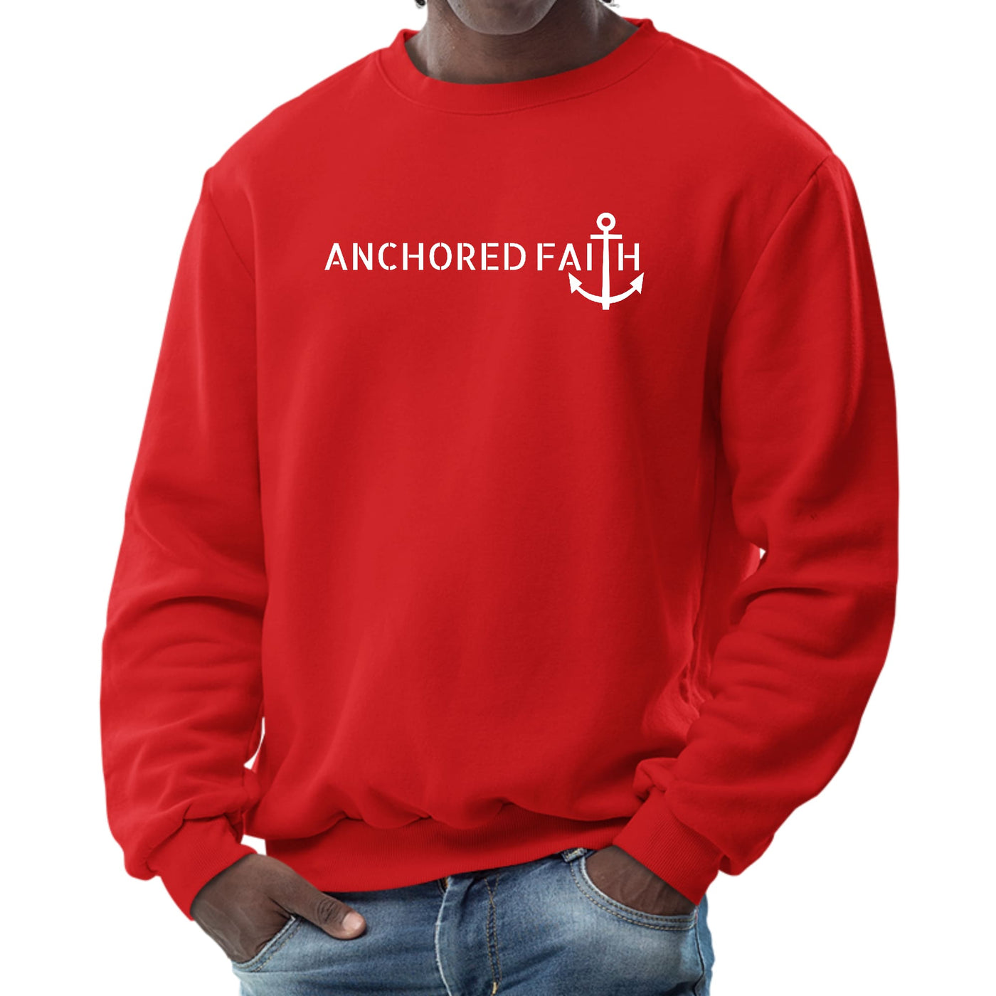 Mens Graphic Sweatshirt Anchored Faith Print - Mens | Sweatshirts