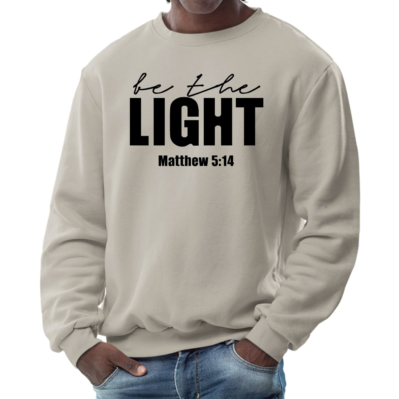 Mens Graphic Sweatshirt Be The Light Inspirational Art Illustration, - Mens