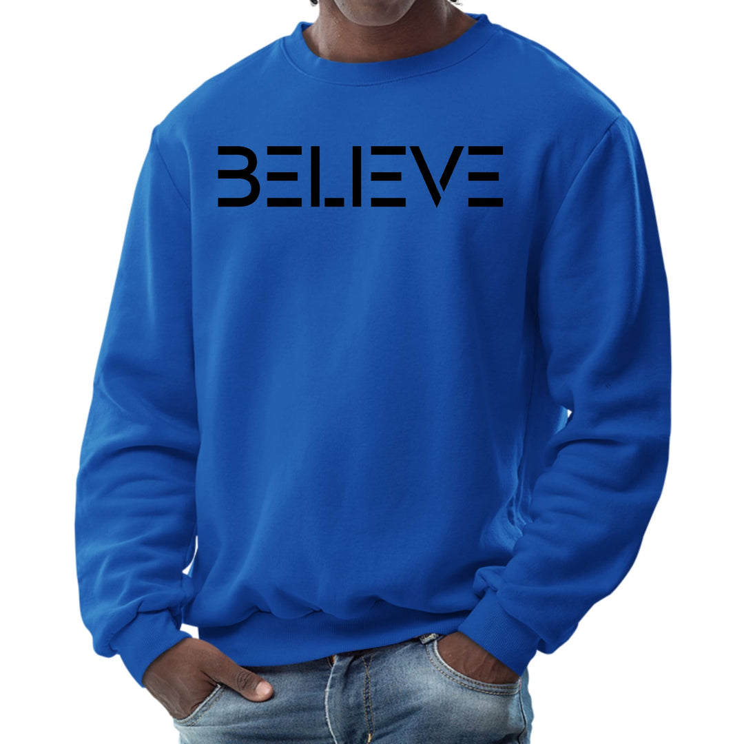 Mens Graphic Sweatshirt Believe Black Print - Mens | Sweatshirts