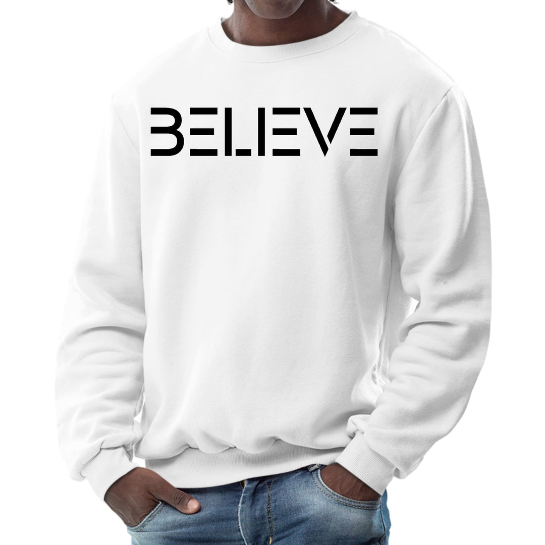 Mens Graphic Sweatshirt Believe Black Print - Mens | Sweatshirts