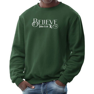 Mens Graphic Sweatshirt Believe John 3:16 - Sweatshirts