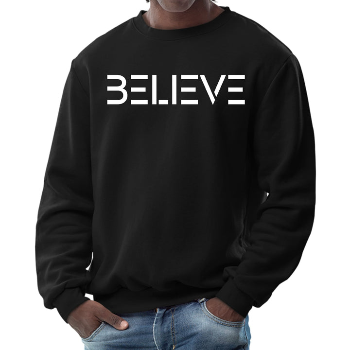 Mens Graphic Sweatshirt Believe White Print - Mens | Sweatshirts