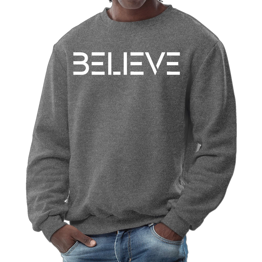 Mens Graphic Sweatshirt Believe White Print - Mens | Sweatshirts