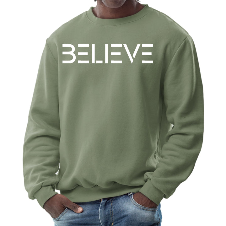 Mens Graphic Sweatshirt Believe White Print - Mens | Sweatshirts