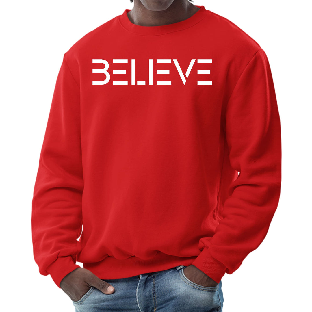 Mens Graphic Sweatshirt Believe White Print - Mens | Sweatshirts