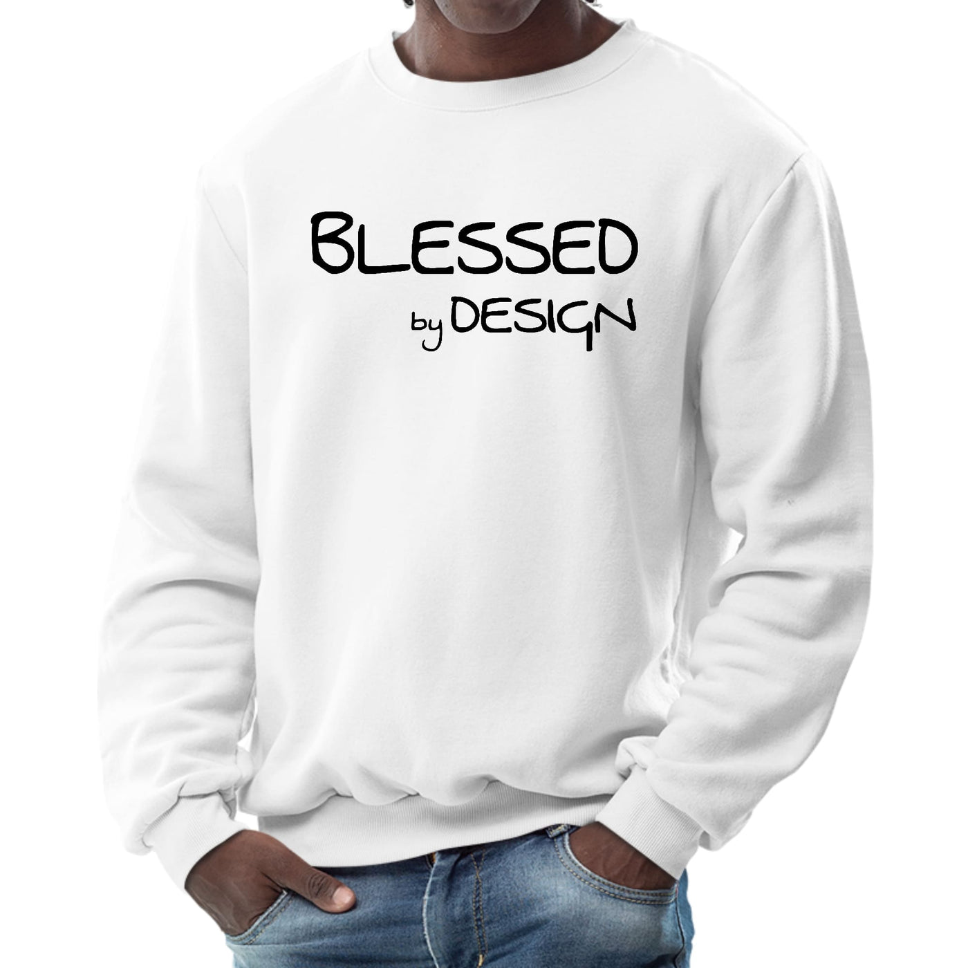 Mens Graphic Sweatshirt Blessed By Design - Inspirational - Mens | Sweatshirts