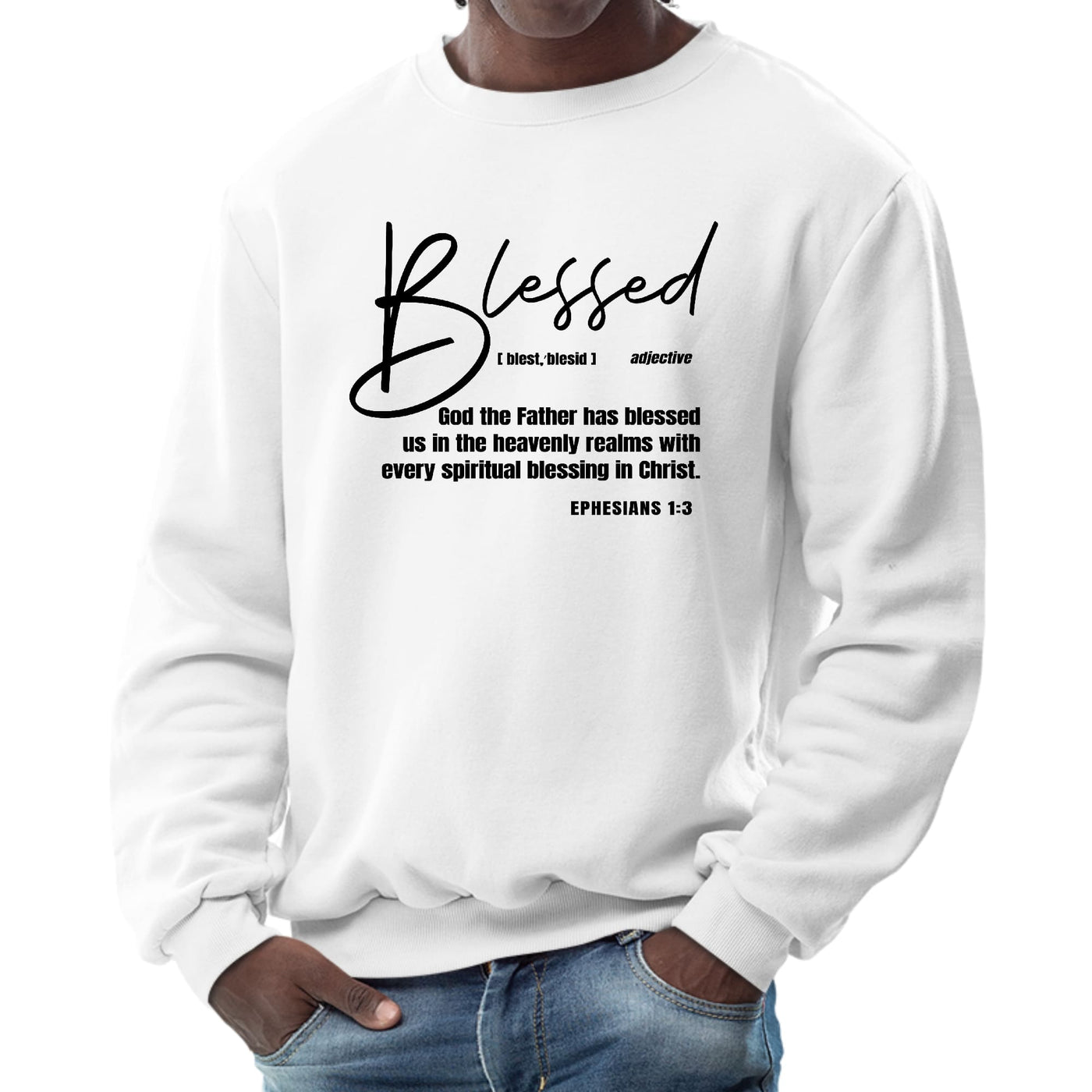 Mens Graphic Sweatshirt Blessed In Christ - Mens | Sweatshirts