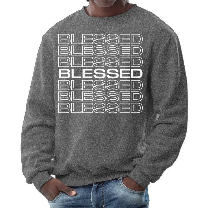 Mens Graphic Sweatshirt Blessed Stacked Print - Mens | Sweatshirts