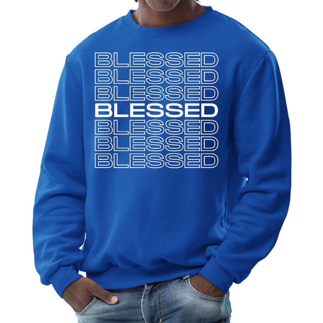 Mens Graphic Sweatshirt Blessed Stacked Print - Mens | Sweatshirts