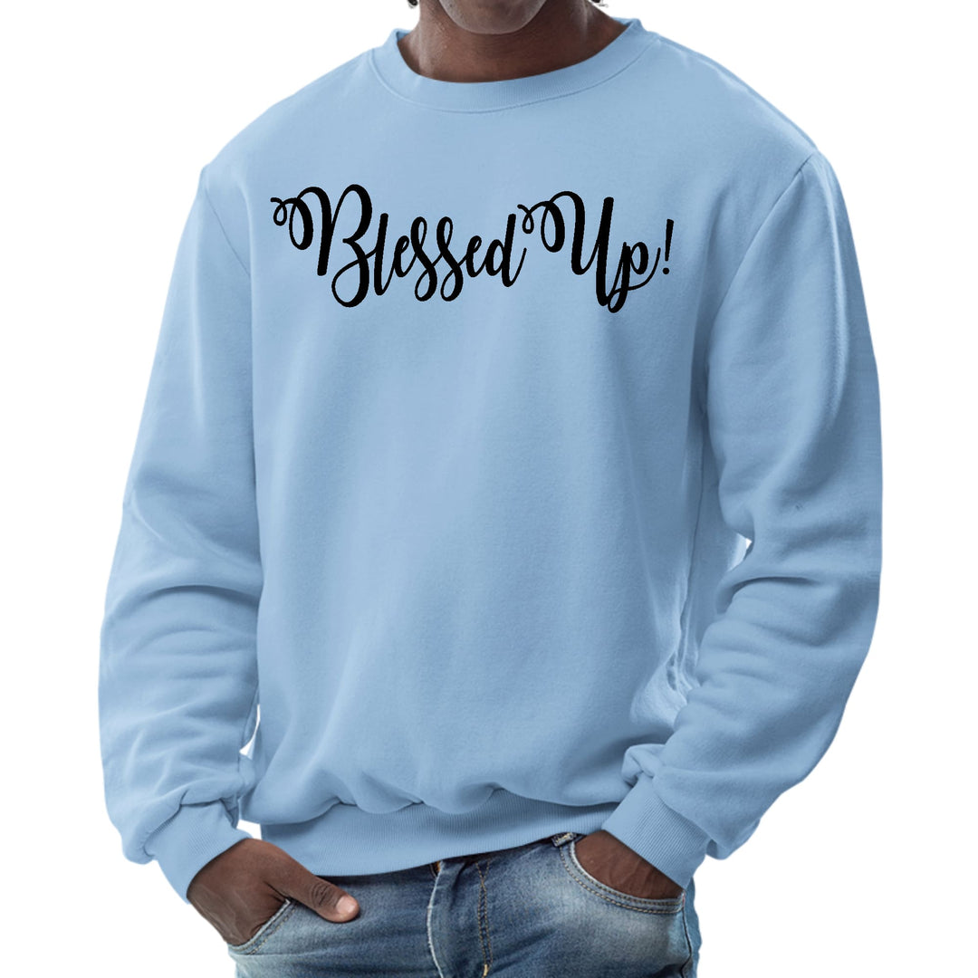 Mens Graphic Sweatshirt Blessed Up Quote Black Illustration - Mens | Sweatshirts