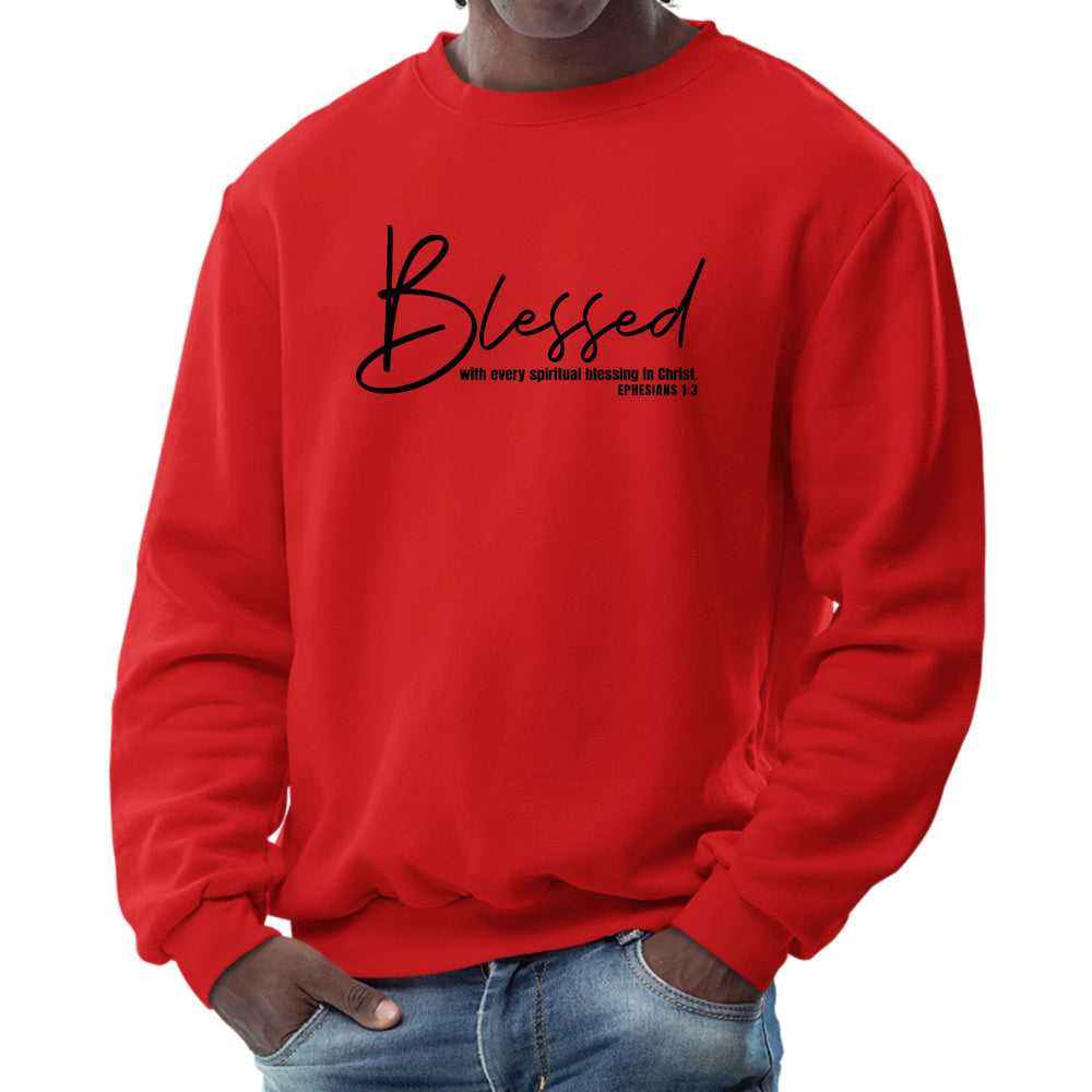 Mens Graphic Sweatshirt Blessed With Every Spiritual Blessing Black - Mens