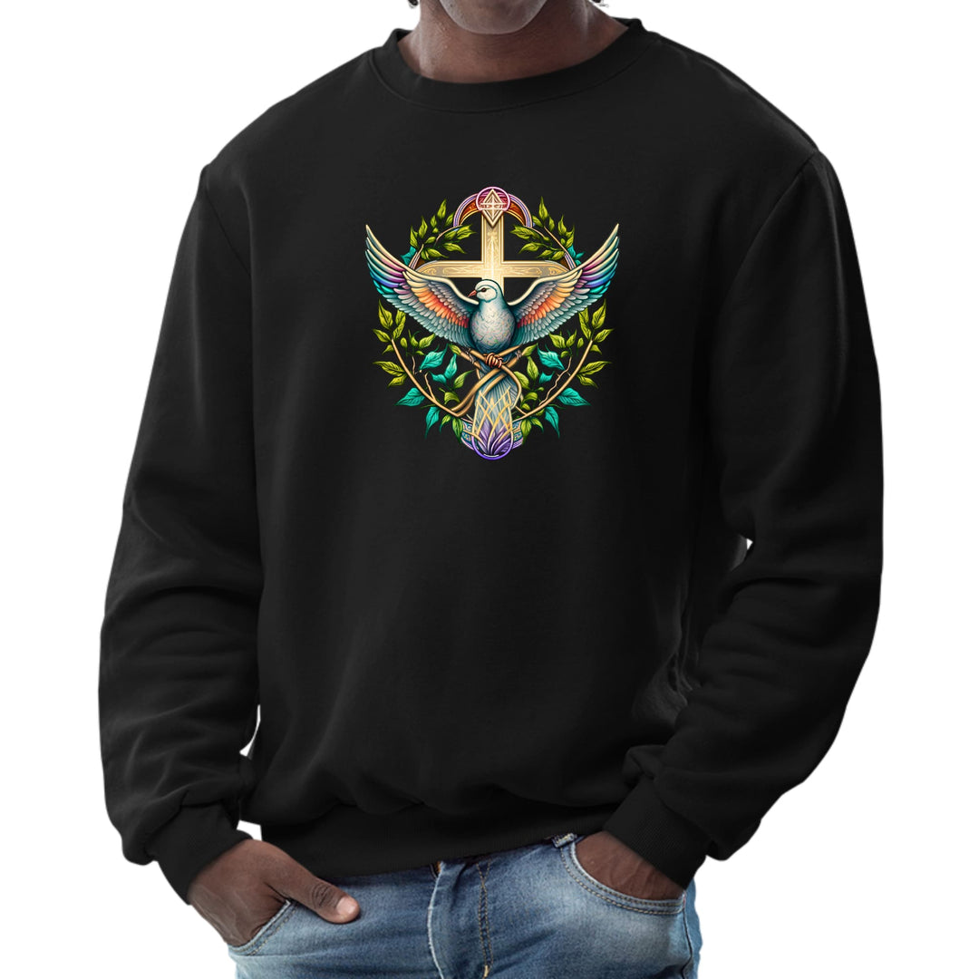 Mens Graphic Sweatshirt Blue Green Multicolor Dove Floral - Mens | Sweatshirts