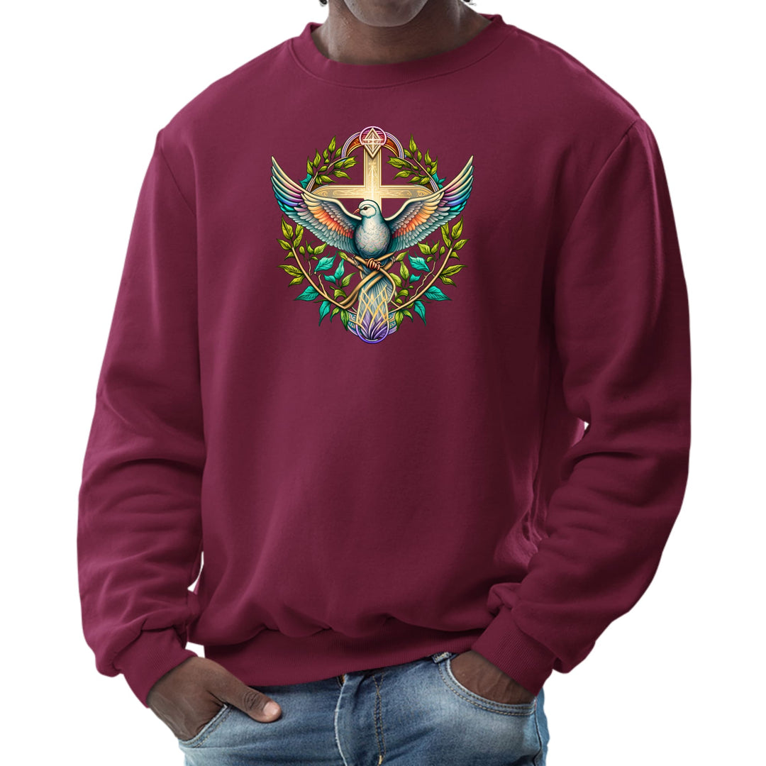 Mens Graphic Sweatshirt Blue Green Multicolor Dove Floral - Mens | Sweatshirts