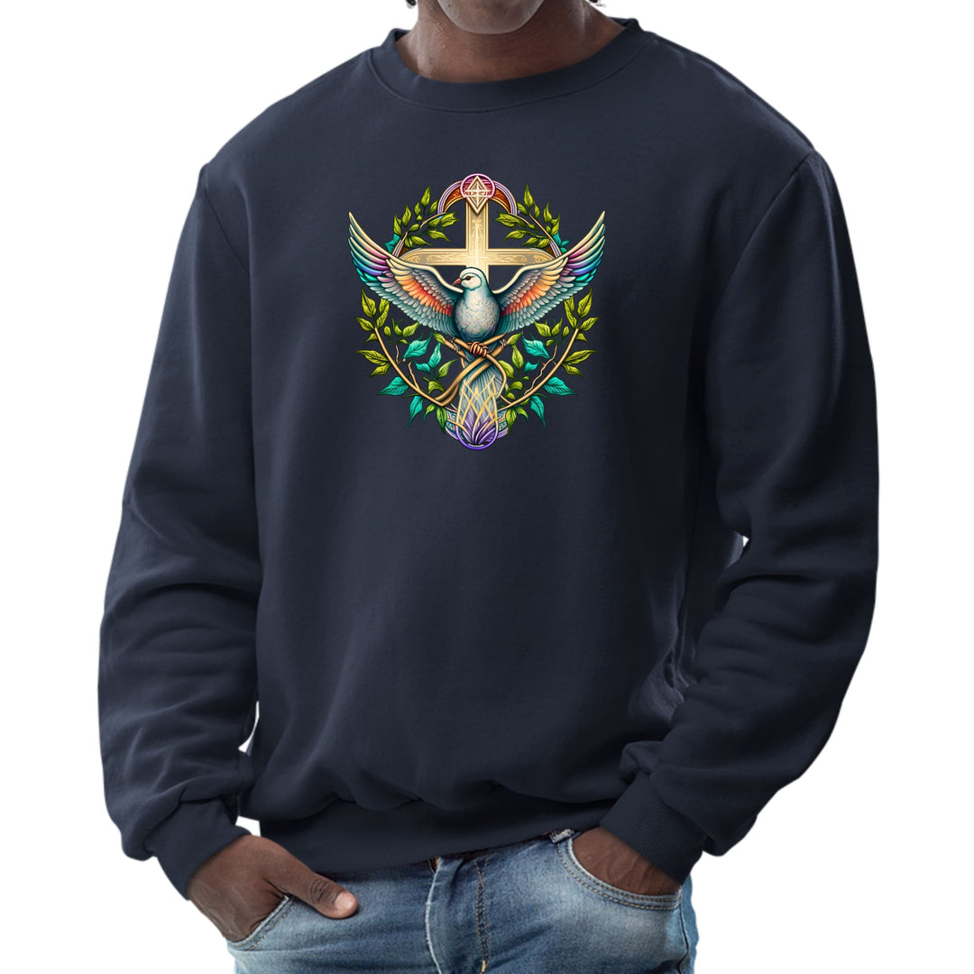 Mens Graphic Sweatshirt Blue Green Multicolor Dove Floral - Mens | Sweatshirts