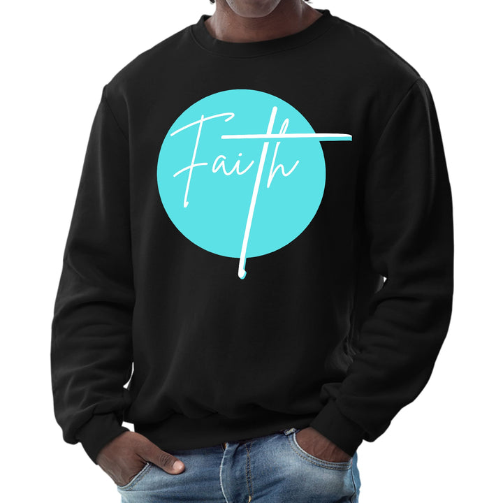 Mens Graphic Sweatshirt Faith - Christian Affirmation - Cyan Blue - Mens