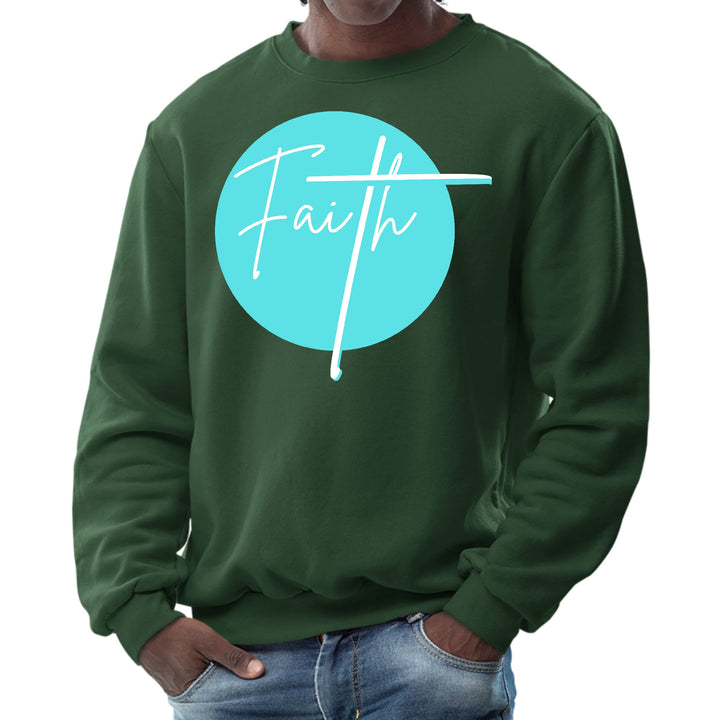 Mens Graphic Sweatshirt Faith - Christian Affirmation - Cyan Blue - Mens