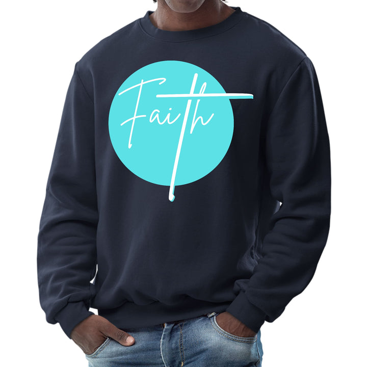 Mens Graphic Sweatshirt Faith - Christian Affirmation - Cyan Blue - Mens