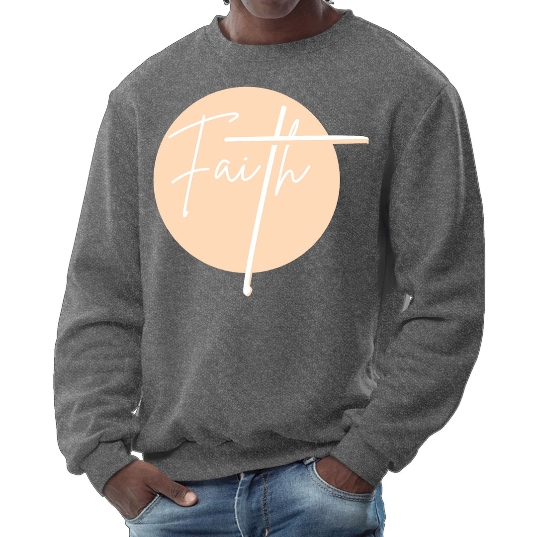 Mens Graphic Sweatshirt Faith - Christian Affirmation - Peach - Mens