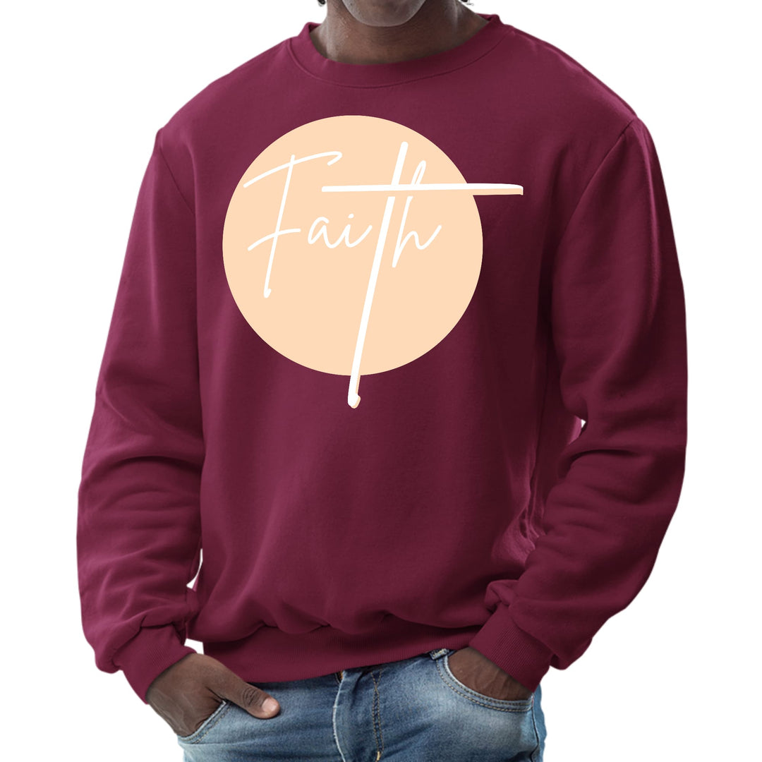 Mens Graphic Sweatshirt Faith - Christian Affirmation - Peach - Mens