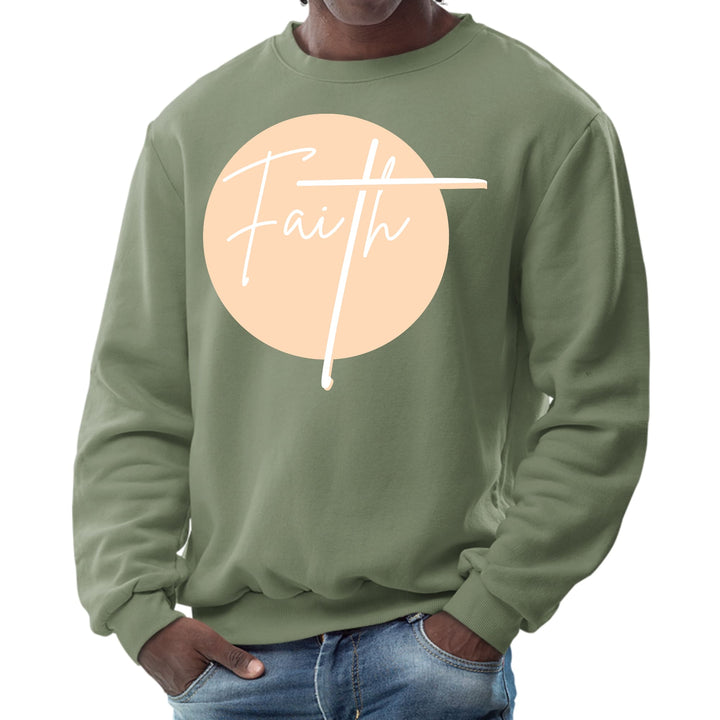 Mens Graphic Sweatshirt Faith - Christian Affirmation - Peach - Mens