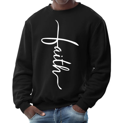 Mens Graphic Sweatshirt Faith Script Cross Illustration - Mens | Sweatshirts