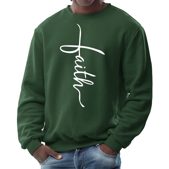 Mens Graphic Sweatshirt Faith Script Cross Illustration - Mens | Sweatshirts