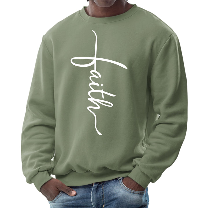 Mens Graphic Sweatshirt Faith Script Cross Illustration - Mens | Sweatshirts