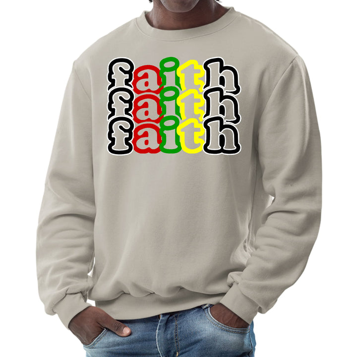 Mens Graphic Sweatshirt Faith Stack Multicolor Black Illustration - Mens