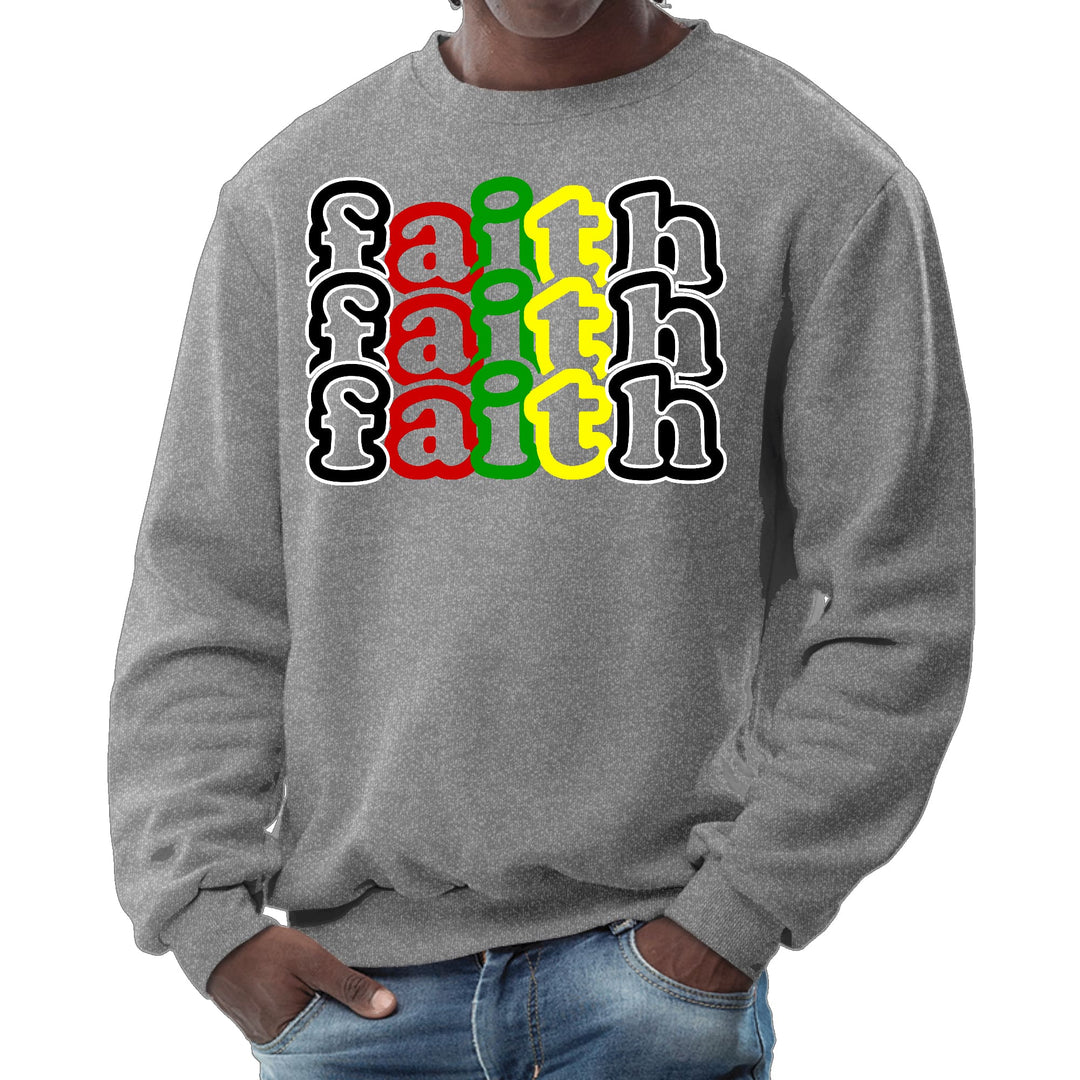 Mens Graphic Sweatshirt Faith Stack Multicolor Black Illustration - Mens