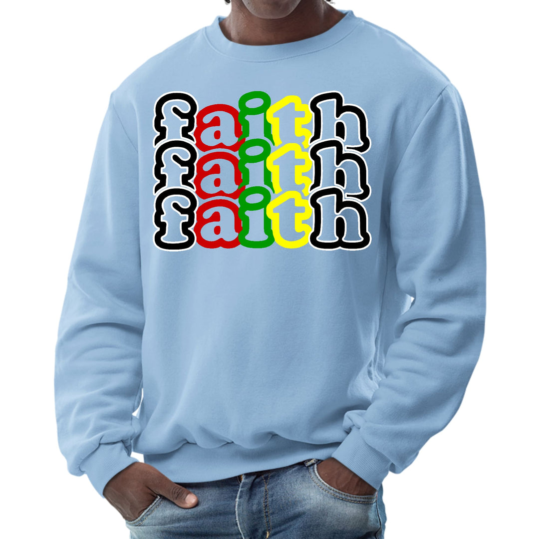 Mens Graphic Sweatshirt Faith Stack Multicolor Black Illustration - Mens