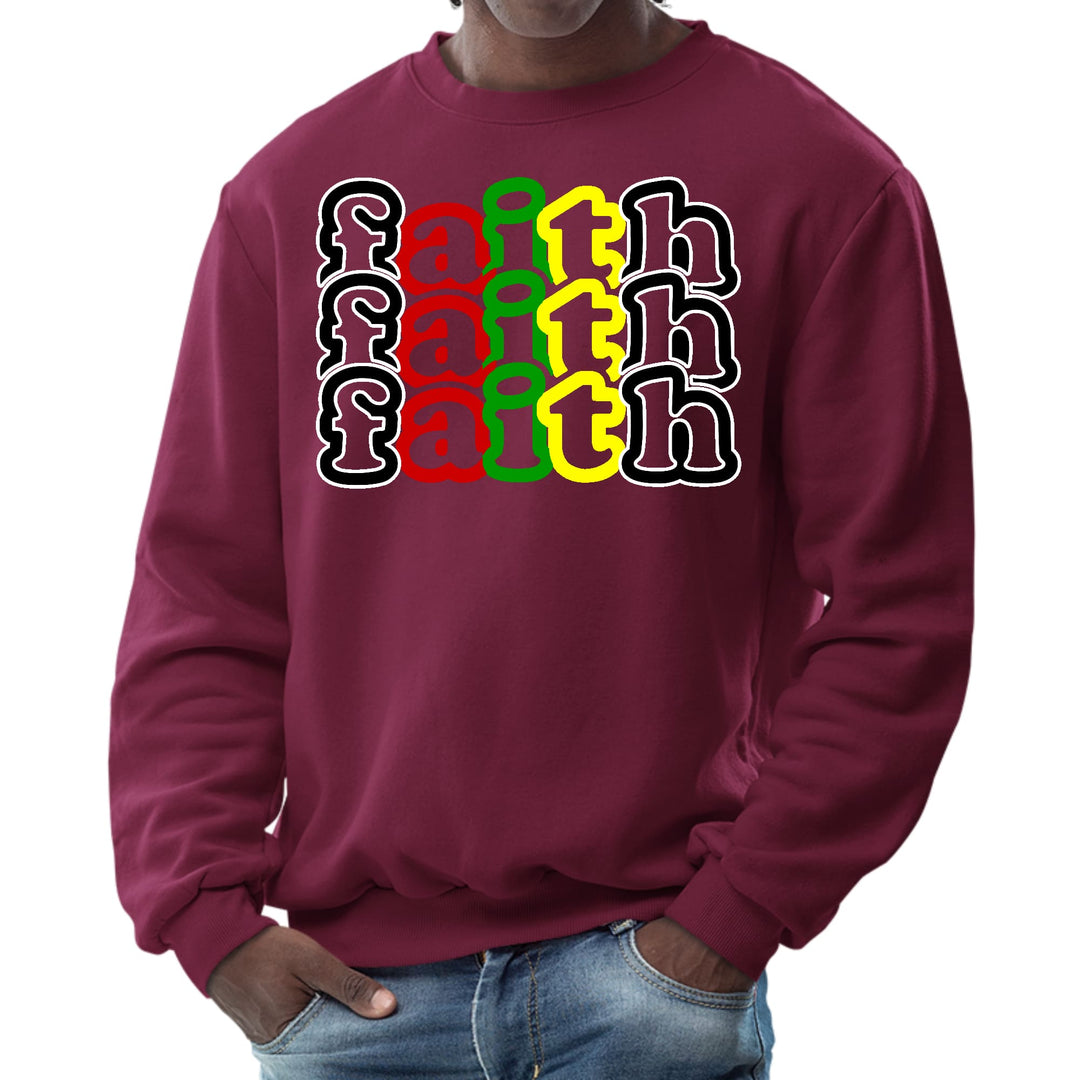 Mens Graphic Sweatshirt Faith Stack Multicolor Black Illustration - Mens