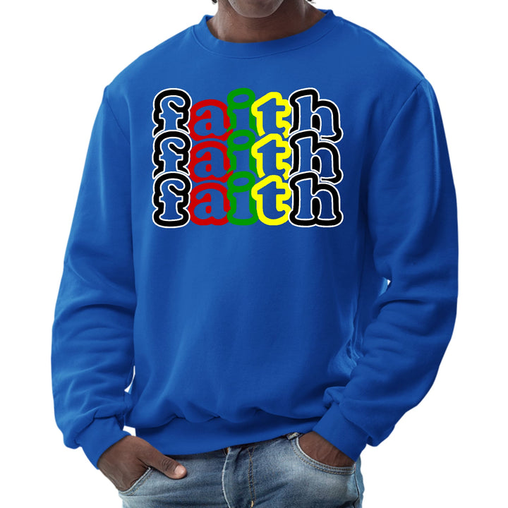 Mens Graphic Sweatshirt Faith Stack Multicolor Black Illustration - Mens