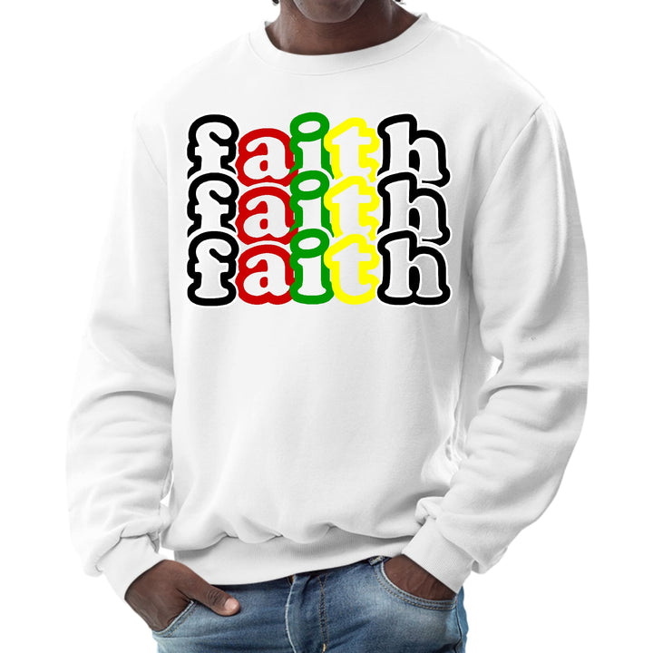 Mens Graphic Sweatshirt Faith Stack Multicolor Black Illustration - Mens