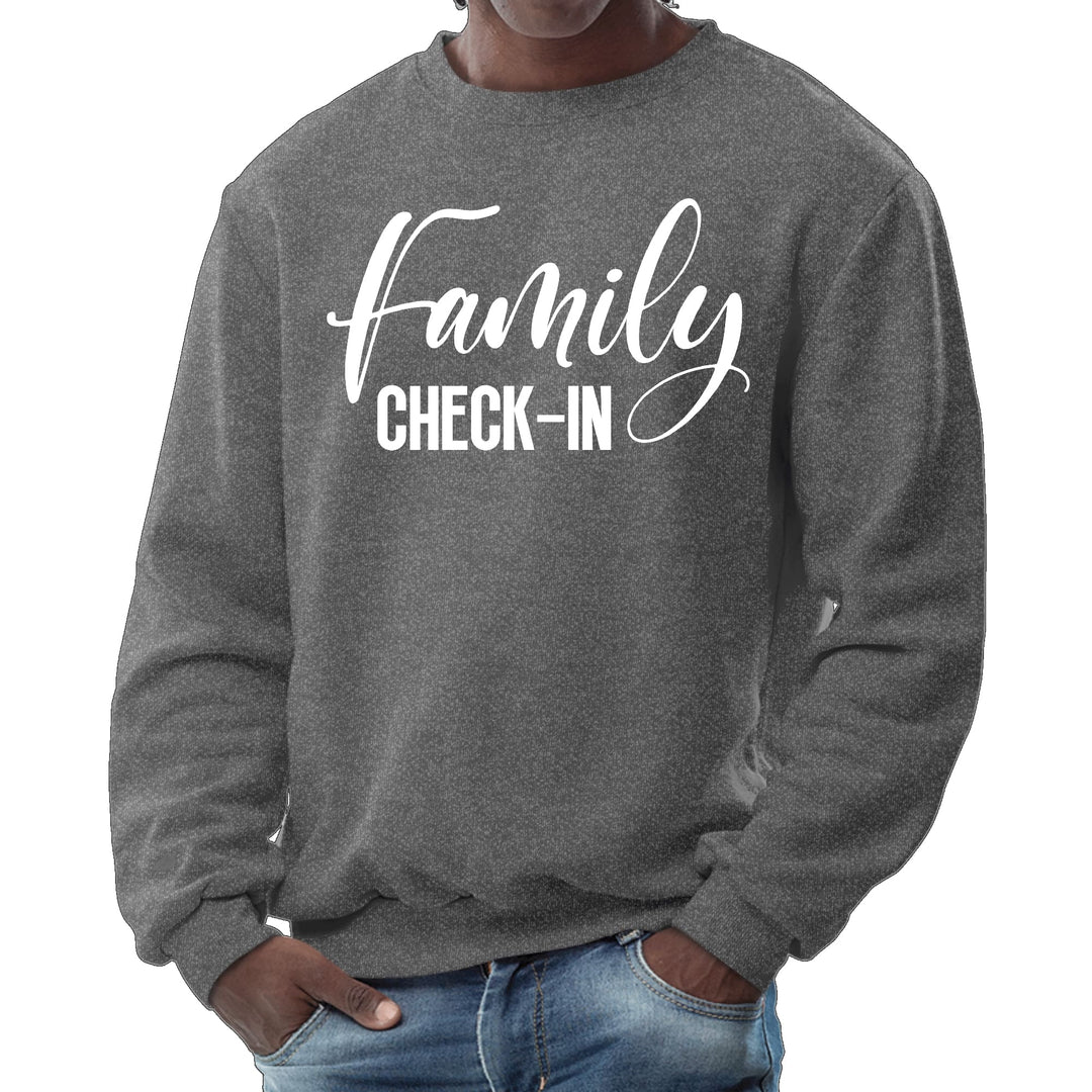 Mens Graphic Sweatshirt Family Check-in Illustration - Mens | Sweatshirts